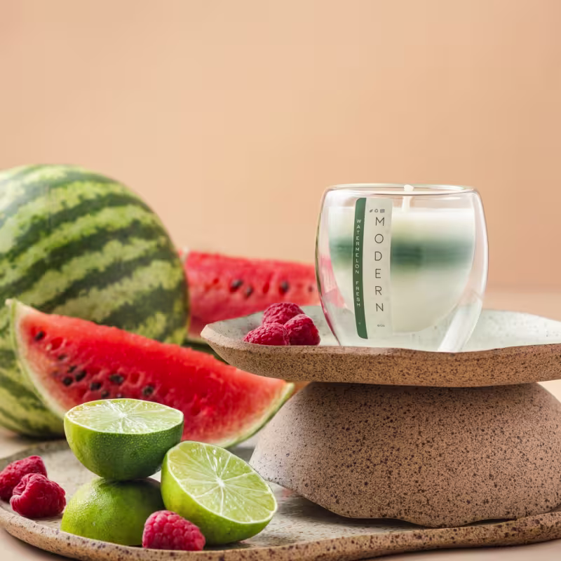 Vela Aromática Velart Modern Watermelon Fresh Stripe, 80g.
