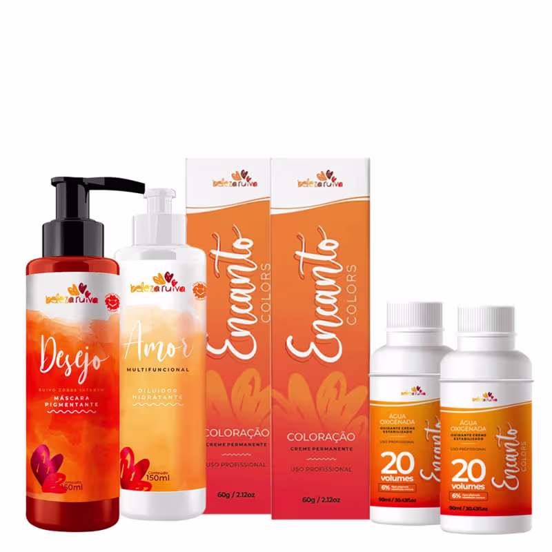 Kit Beleza Ruiva Encanto Colors Ruivo Intenso - Base 8 Oxigenada 20vol 6%