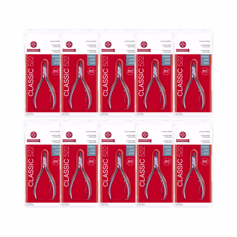 Kit 10 Alicate Cutícula 522Classic Profissional Unha Mundial