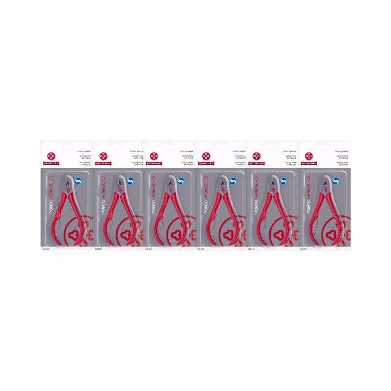 Kit 6 Alicate Universal De Cutícula 171-VE Vermelho Mundial