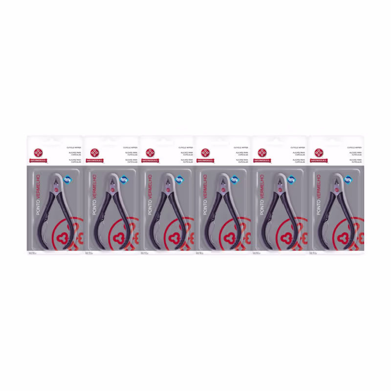Kit 6 Alicate De Corte Unha Cutícula 171-PR Vermelho Mundial