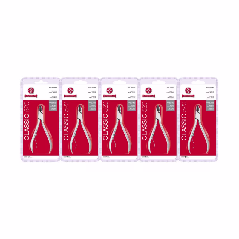 Kit 5 Alicate De Corte Unha 520 Classic Profissional Mundial