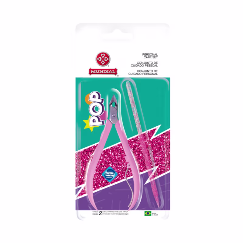Alicate De Cutícula Com Espátula Dupla Pop 751 Rosa Mundial