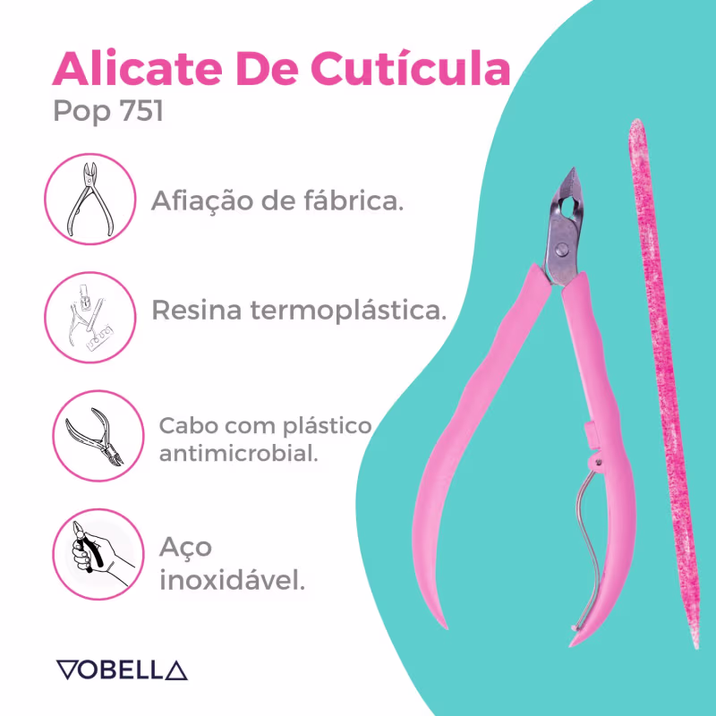 Alicate De Cutícula Com Espátula Dupla Pop 751 Rosa Mundial