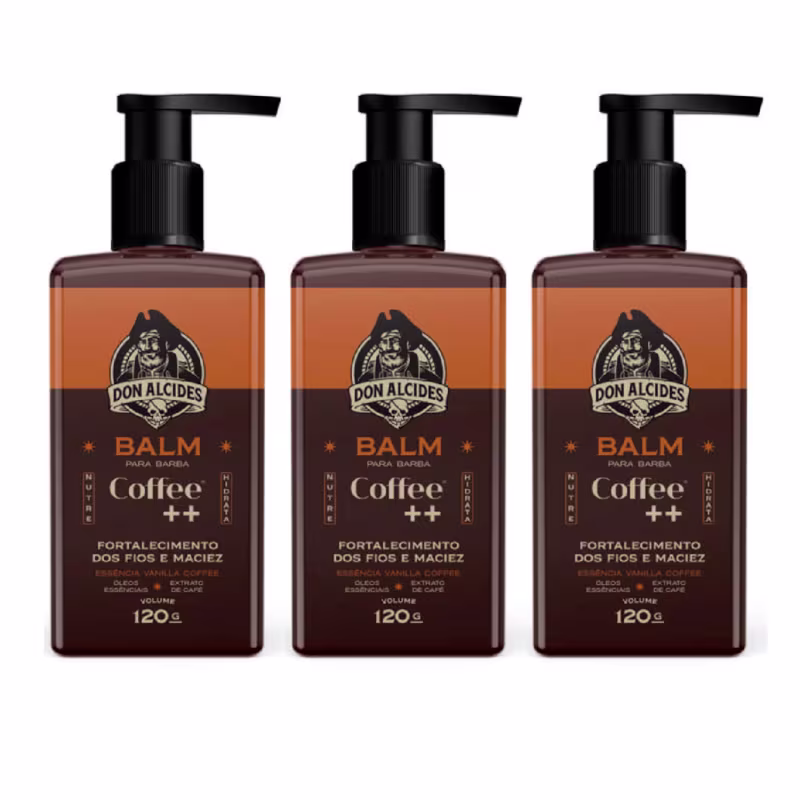 Kit 3x Balm Para Barba Hidratante Coffee 120ml Don Alcides