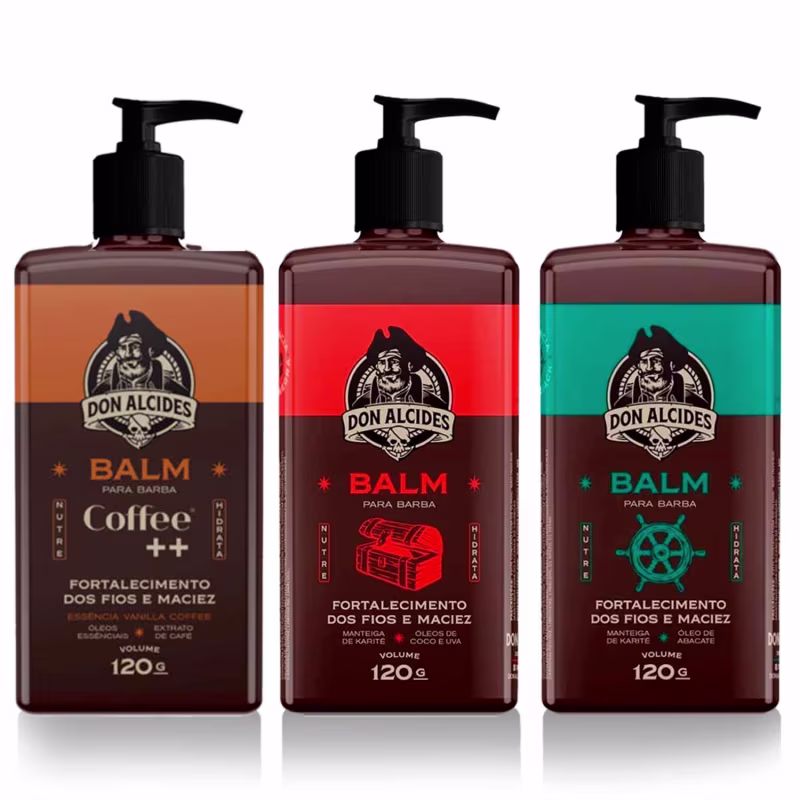 Kit 3x Balm Para Barba Negra Coffee Calico Jack Don Alcides