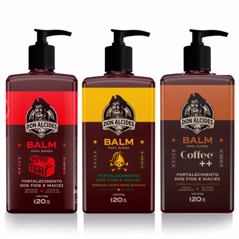 Kit 3x Balm Para Barba Lemon  Barba Negra Coffee Don Alcides
