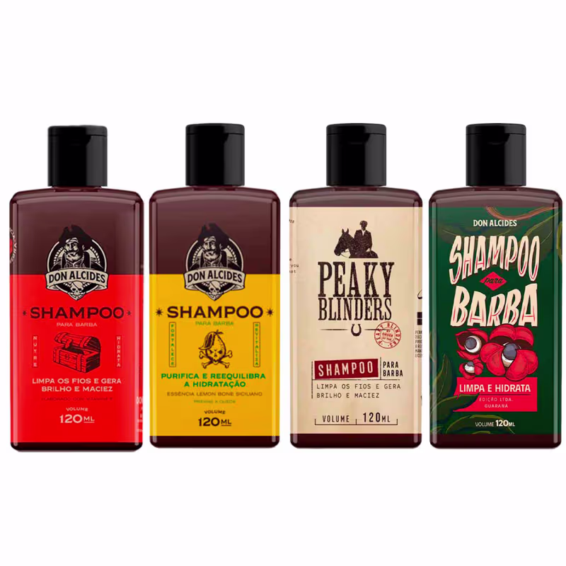 Kit 4x Shampoo Barba Negra Lemon Peaky Guaraná Don Alcides
