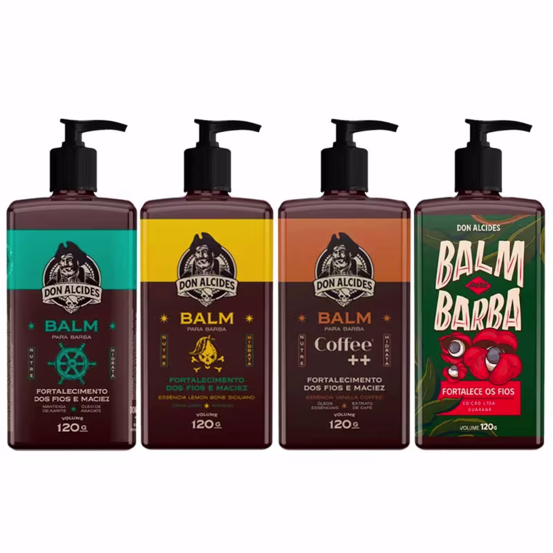 4x Balm Calico Jack Lemon Coffee Guaraná Barba Don Alcides