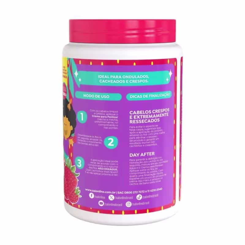 Kit Morango com Shampoo + Condicionador e Creme de Pentear Kids