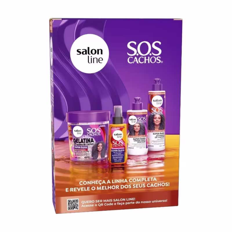 Kit SOS Cachos Shampoo + Condicionador e Óleo + Gelatina Super Definição