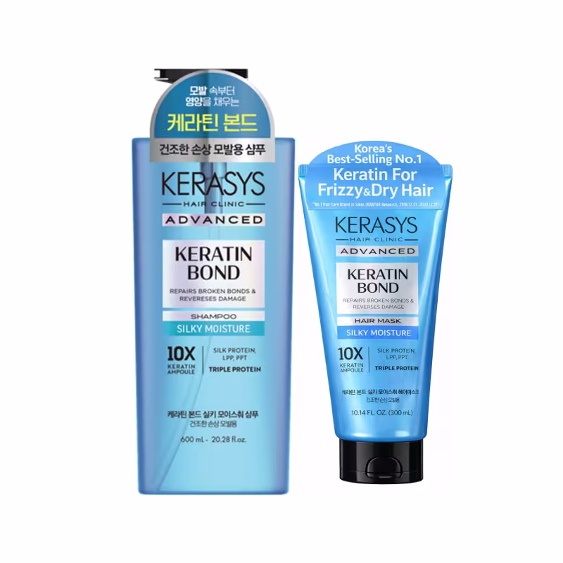 Kerasys Advanced Keratin Bond Silky Moisture Kit (Shampoo 600ml + Máscara 300ml)