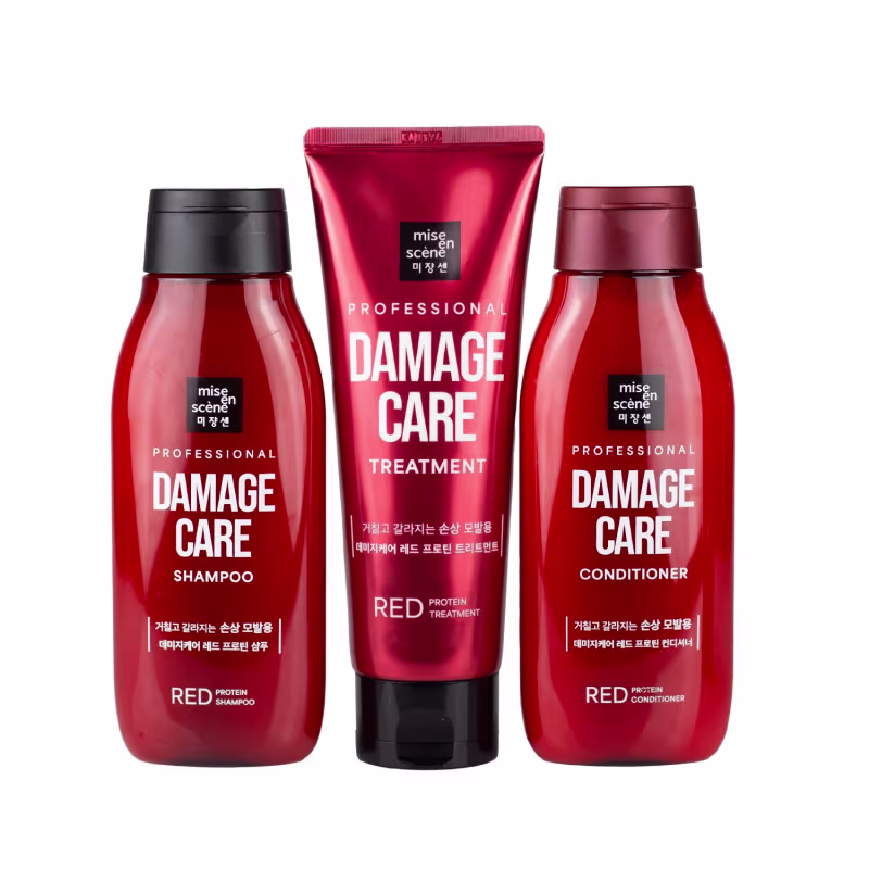 Mise en Scène Red Protein Kit (Shampoo 200ml + Condicionador 200ml + Máscara 180ml)