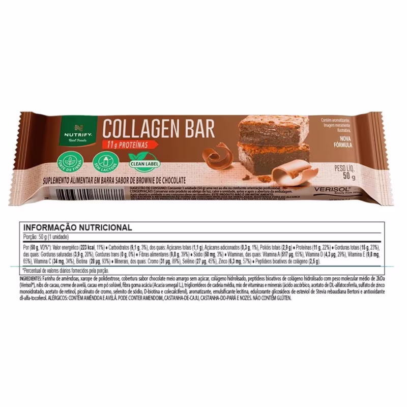 Barra de Proteína Collagen Bar Nutrify - Brownie de Chocolate