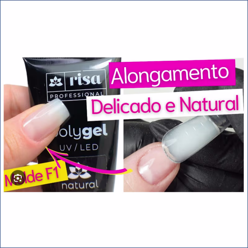 RISA  - Polygel Bisnaga 30g - Natural (Branco Leitoso) - Uv/Led Alongamento Unhas Técnica Molde F1