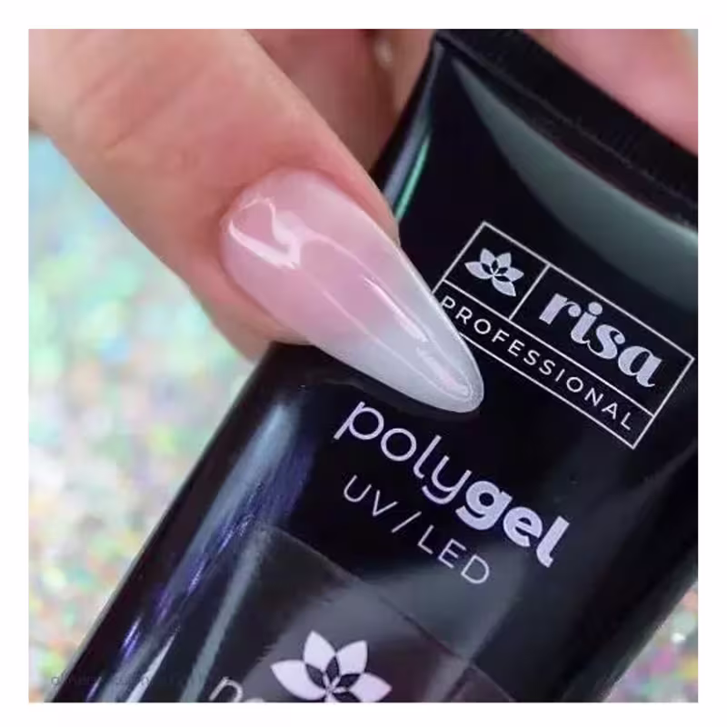 RISA  - Polygel Bisnaga 30g - Natural (Branco Leitoso) - Uv/Led Alongamento Unhas Técnica Molde F1