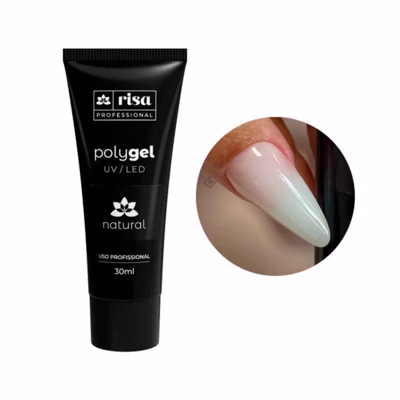 RISA  - Polygel Bisnaga 30g - Natural (Branco Leitoso) - Uv/Led Alongamento Unhas Técnica Molde F1