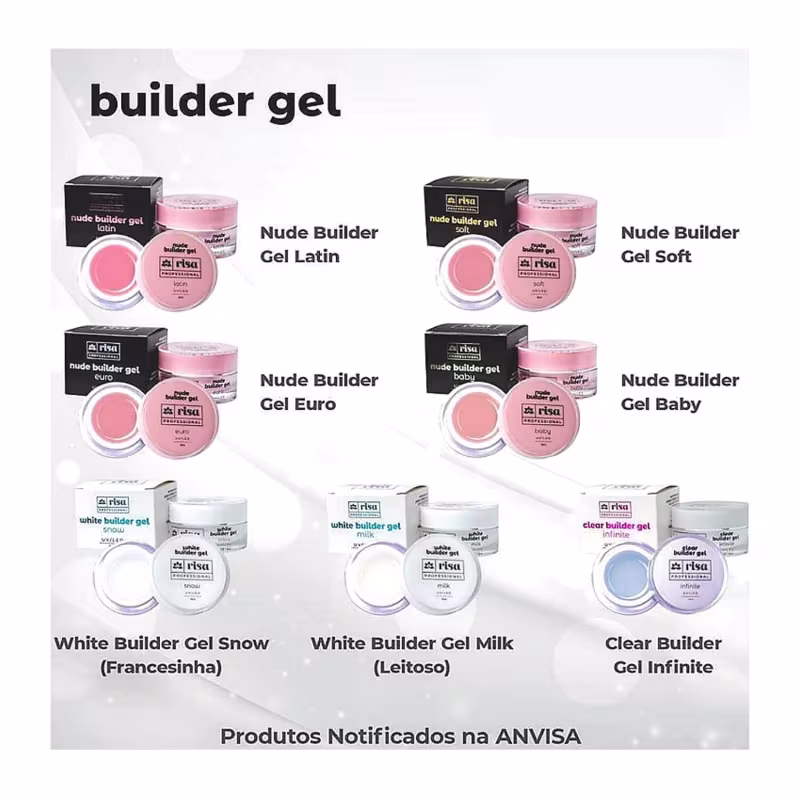 RISA - Gel Hard Builder Nude Euro - Construtor Para Alongamento Unhas Fibra Gel - 30g