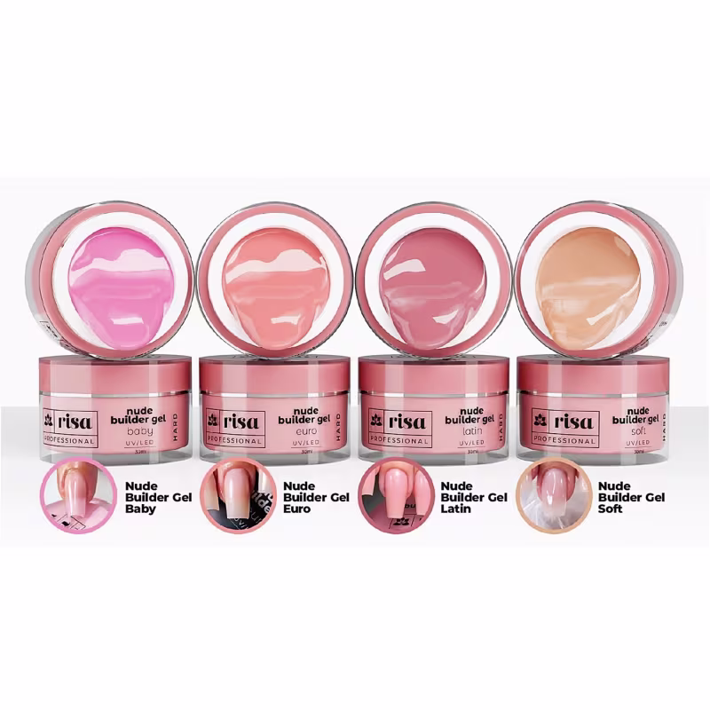 RISA - Gel Hard Builder Nude Euro - Construtor Para Alongamento Unhas Fibra Gel - 30g
