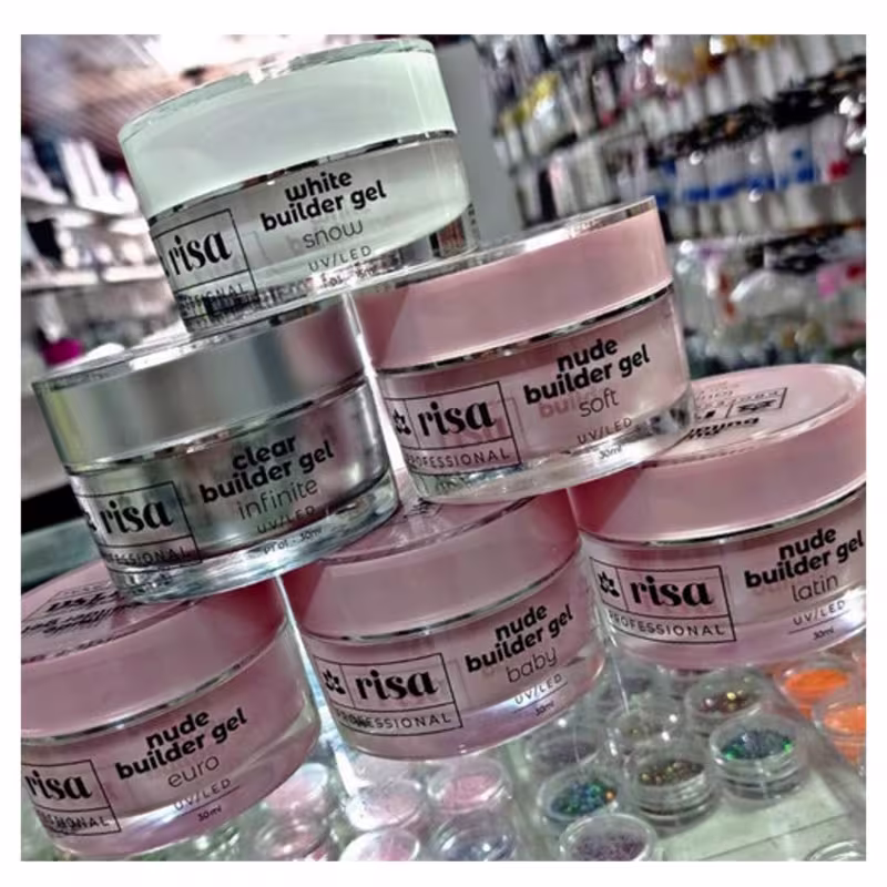 RISA - Gel Hard Builder Nude Euro - Construtor Para Alongamento Unhas Fibra Gel - 30g