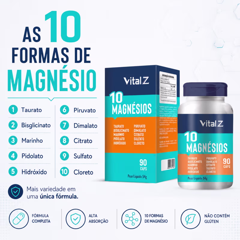  10 magnésios  1800mg por dose 10 em 1 o mais completo VITAL Z 