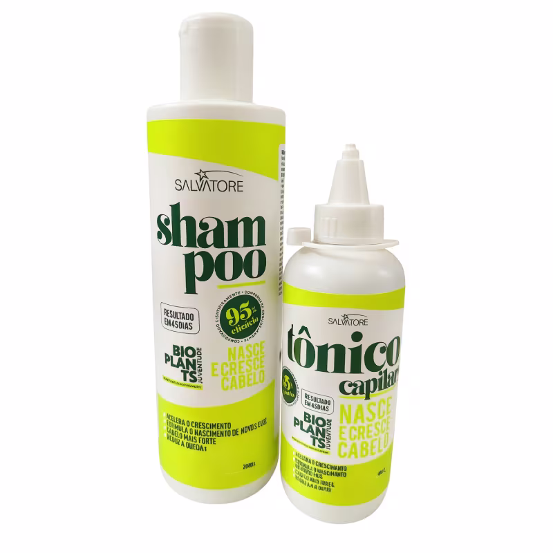 KIT NASCE E CRESCE ACELERA CABELO ESTIMULA O CRESCIMENTO CONTRA QUEDA E CALVICE SH 300ML+TONICO140ML