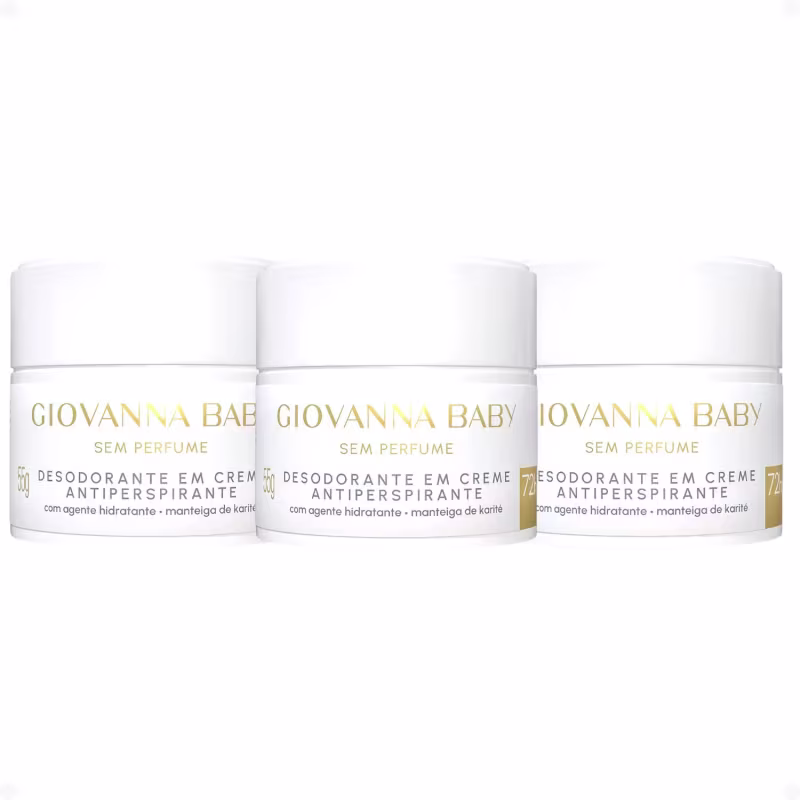Kit Giovanna Baby: 3 Desodorantes em Creme Antiperspirante 55g