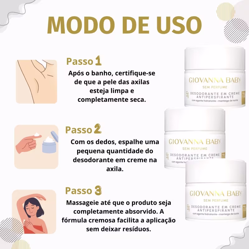 Kit Giovanna Baby: 3 Desodorantes em Creme Antiperspirante 55g