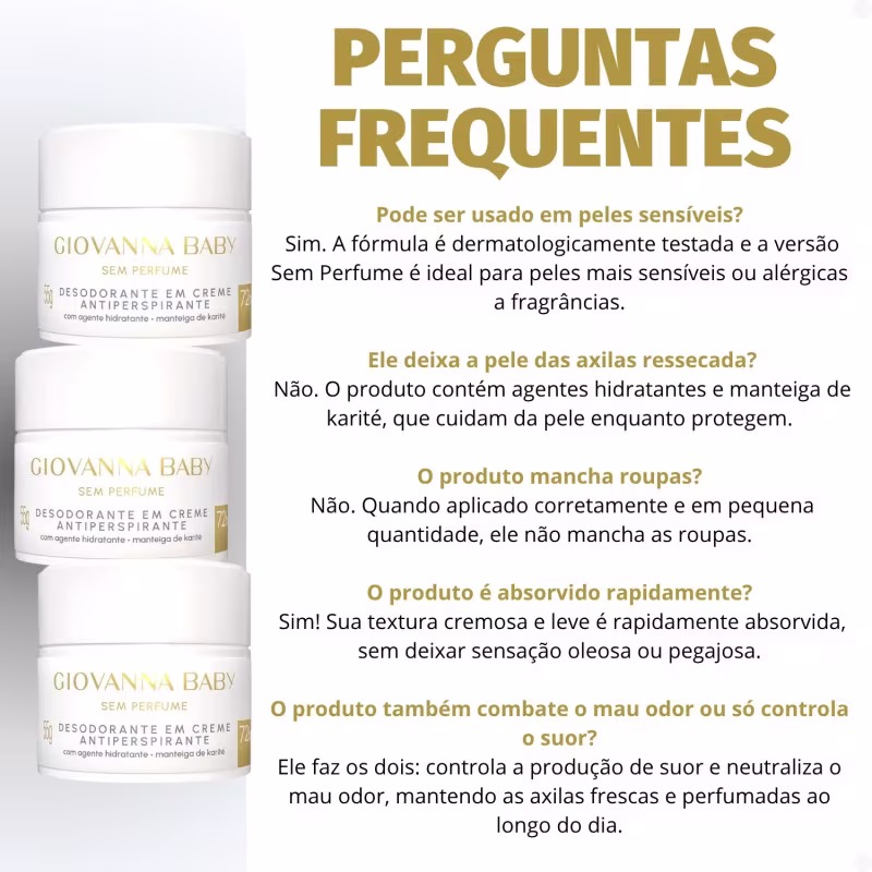 Kit Giovanna Baby: 3 Desodorantes em Creme Antiperspirante 55g