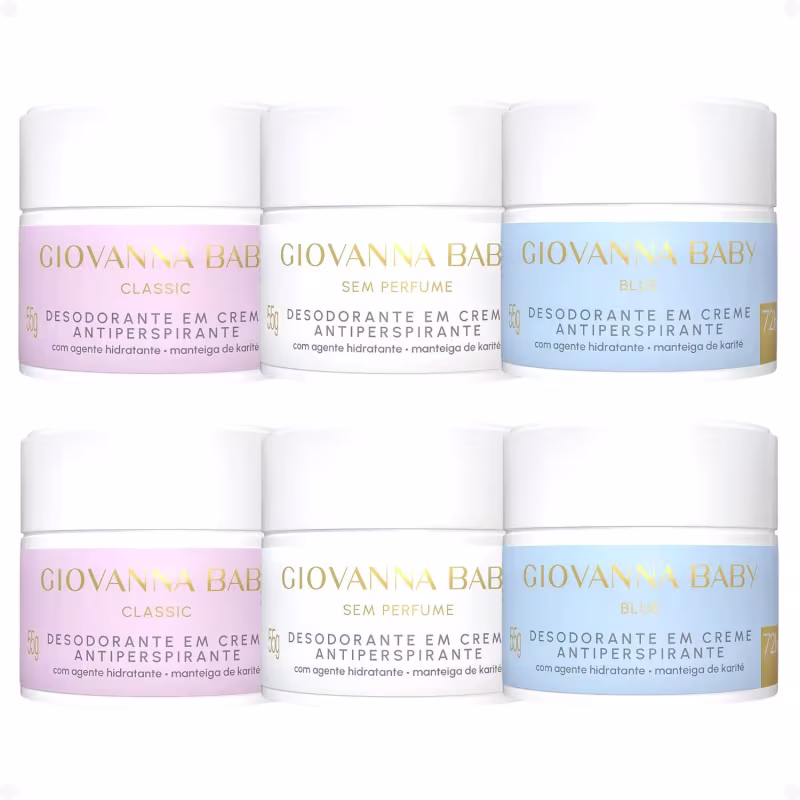 Kit Giovanna Baby: 6 Desodorantes em Creme Antiperspirante 55g