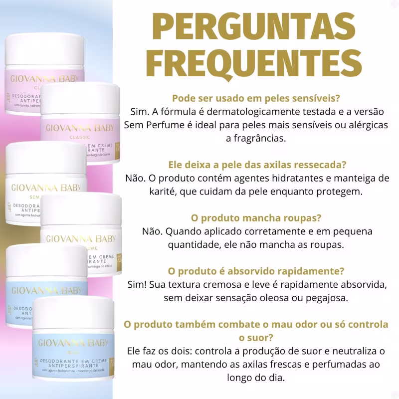 Kit Giovanna Baby: 6 Desodorantes em Creme Antiperspirante 55g