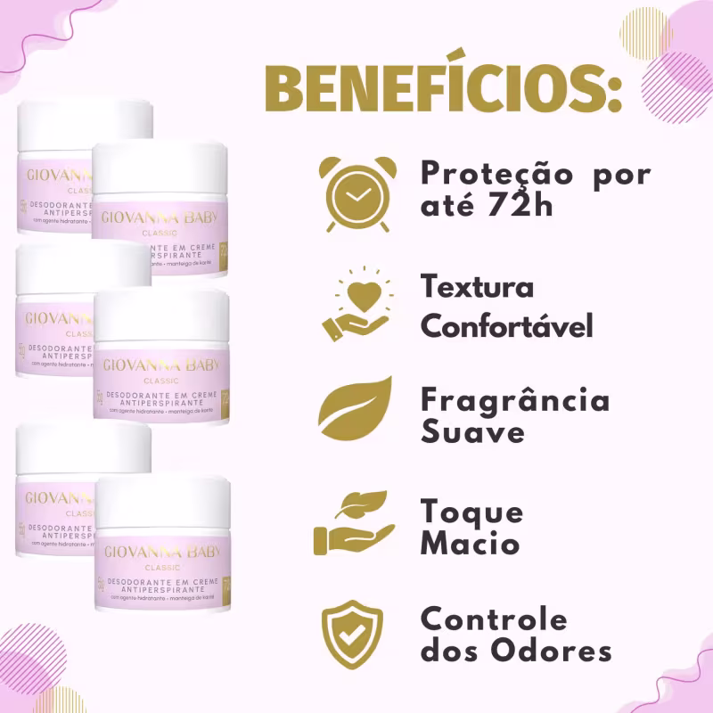 Kit Giovanna Baby Classic: 3 Desodorantes em Creme Antiperspirante 55g
