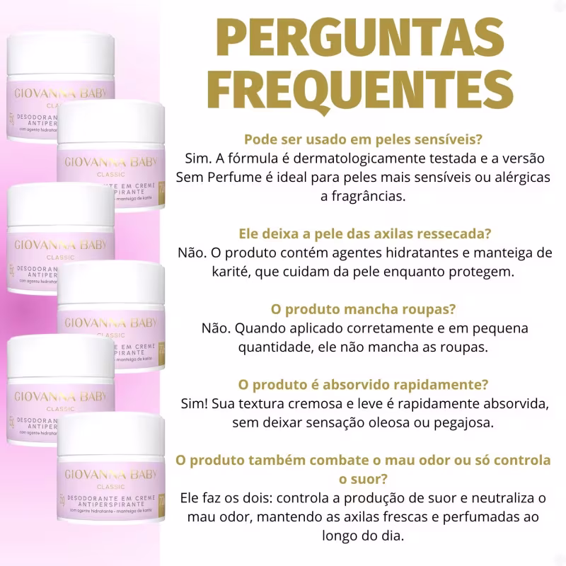 Kit Giovanna Baby Classic: 3 Desodorantes em Creme Antiperspirante 55g