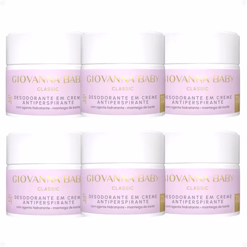 Kit Giovanna Baby Classic: 6 Desodorantes em Creme Antiperspirante 55g