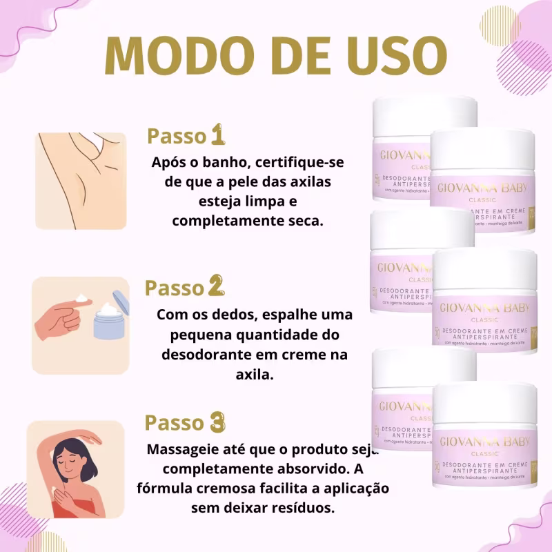 Kit Giovanna Baby Classic: 6 Desodorantes em Creme Antiperspirante 55g