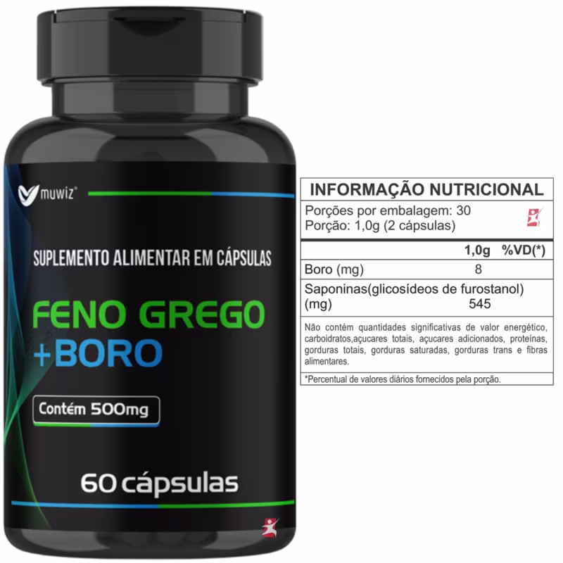 FENO GREGO + BORO SAPONINAS SAÚDE DO HOMEM 60 CAPSULAS - MUWIZ