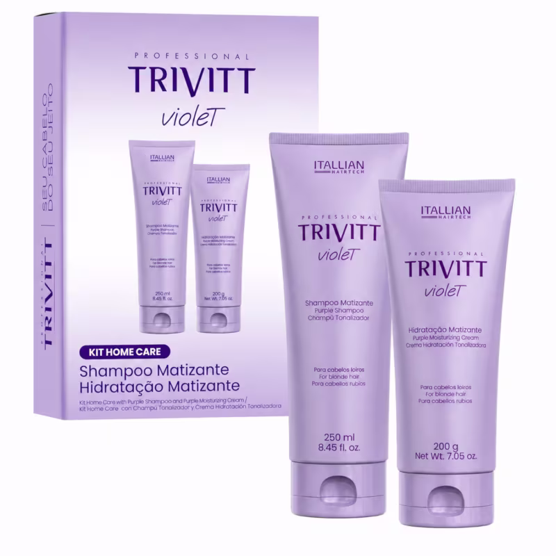 Kit Trivitt Matizante + Recontrução e Hidratação Innovaotor | Brilho Loiro, Força e Vitalidade