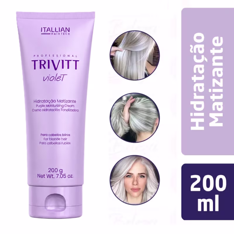 Máscara Trivitt Matizante + Hidratação Itallian Color – Cabelos Sedosos e Sem Amarelado