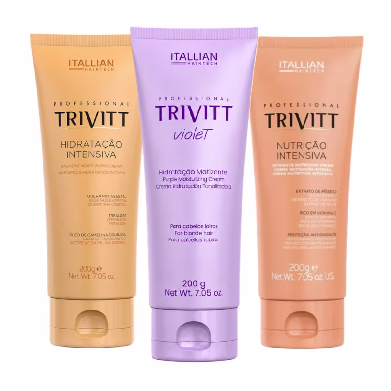 Kit Trivitt 3 Máscaras Capilares Hidratação Intensiva, Nutrição Intensiva e Hidratação Matizante