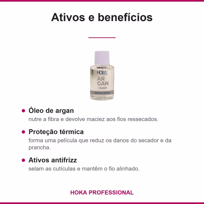 Óleo Argan Finalizador Protetor Térmico 6,5ml Hoka