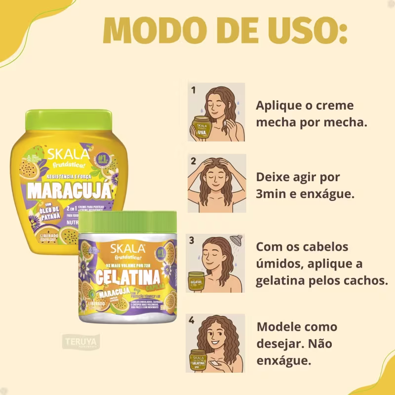 Kit Skala Frutástica Maracujá: Creme de Tratamento 1000g e Gelatina Capilar 550g