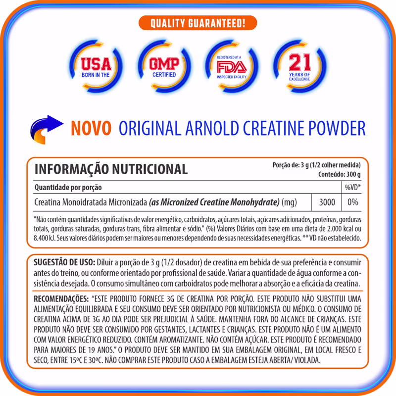 CREATINE POWDER  Arnold Nutrition (300g)