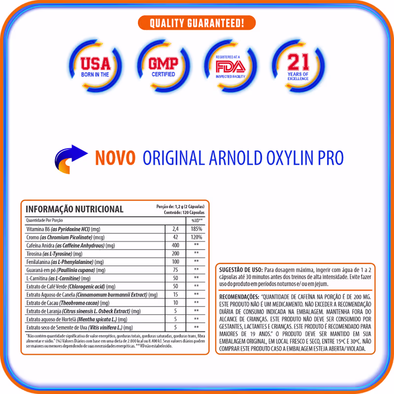 Termogênico OxylinPro Arnold Nutrition 120 Cápsulas