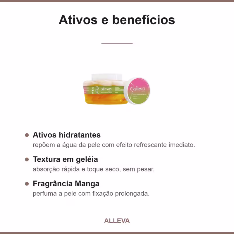 Geléia Hidratante Corporal 250ml Alleva  - MANGA