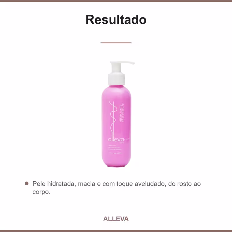 Hidratante Corpo e Rosto 200ml Creme Toque Aveludado Alleva - ROSE ESSENCE