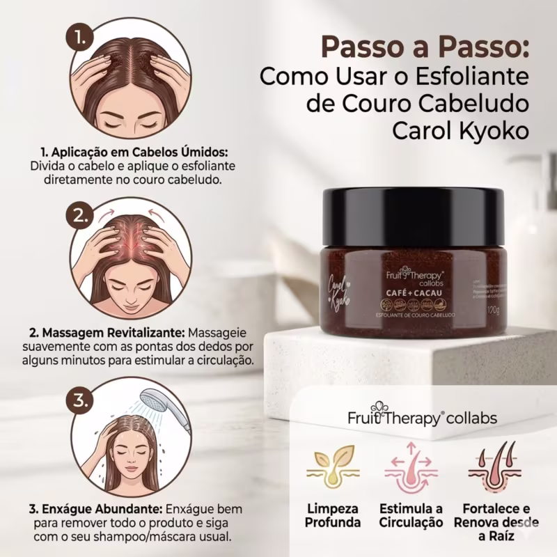 Esfoliante de Couro Cabeludo Café + Cacau Carol Kyoko 120g
