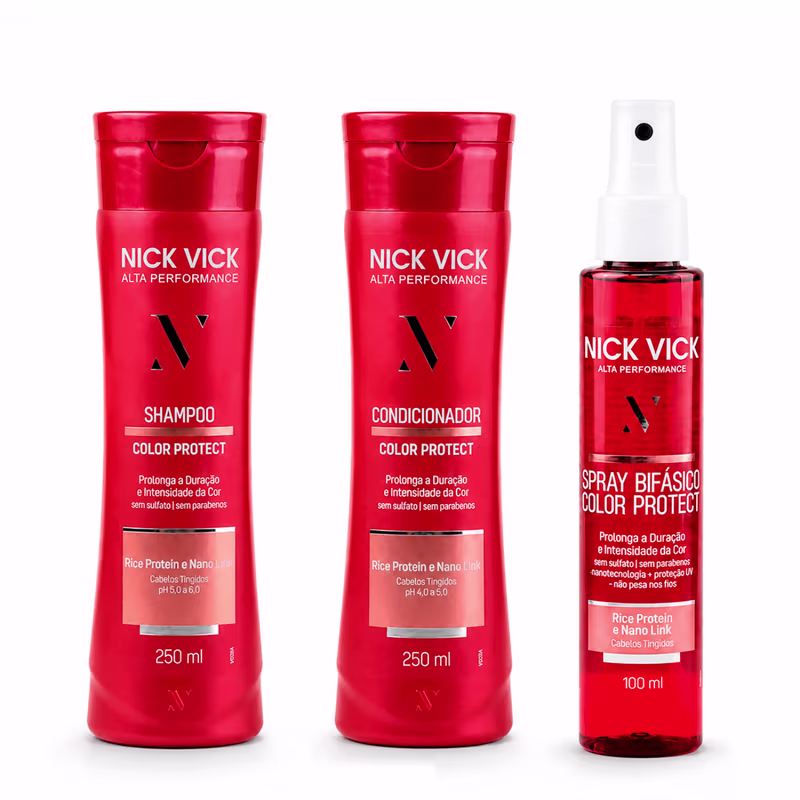 Kit NICK VICK Color Protect Alta Performance (Shampoo, Cond e Spray Bifásico)
