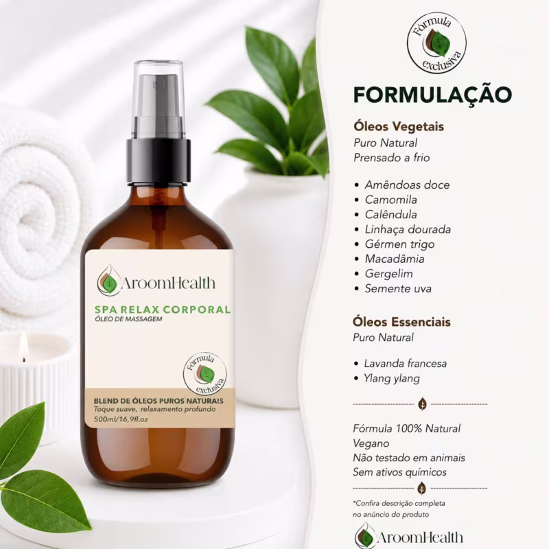 Blend de Óleos para Massagem SPA Relax 500 ml Fórmula Exclusiva