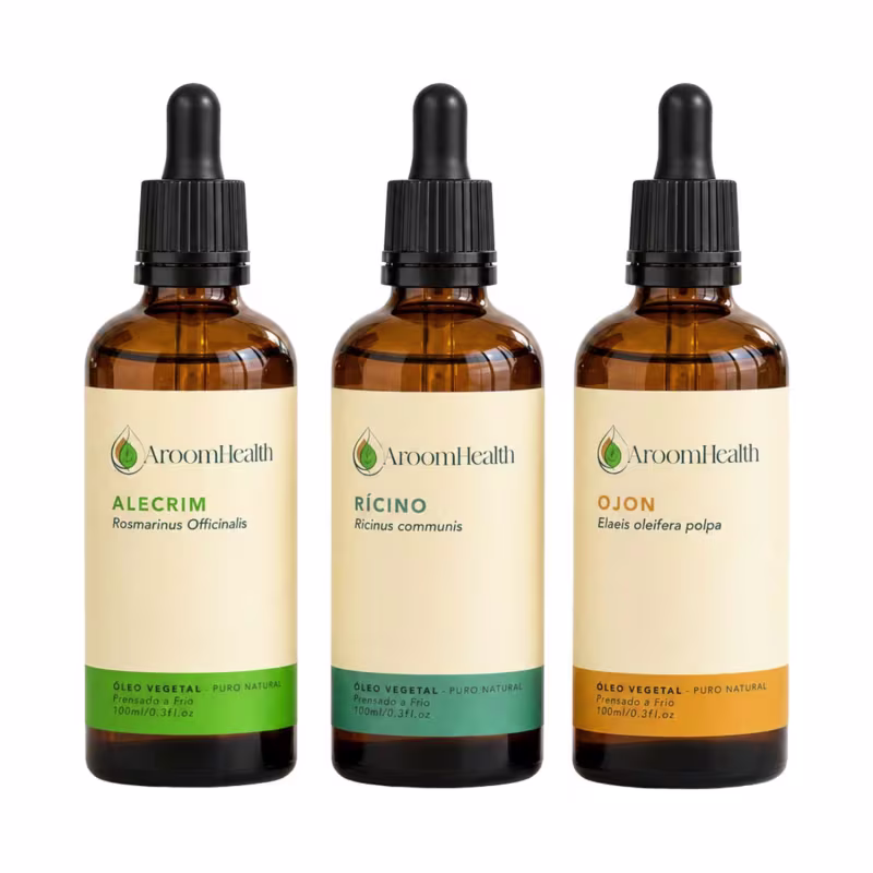 Kit óleos vegetais de Alecrim, Ojon polpa/Batana e Rícino - 100 ml cada