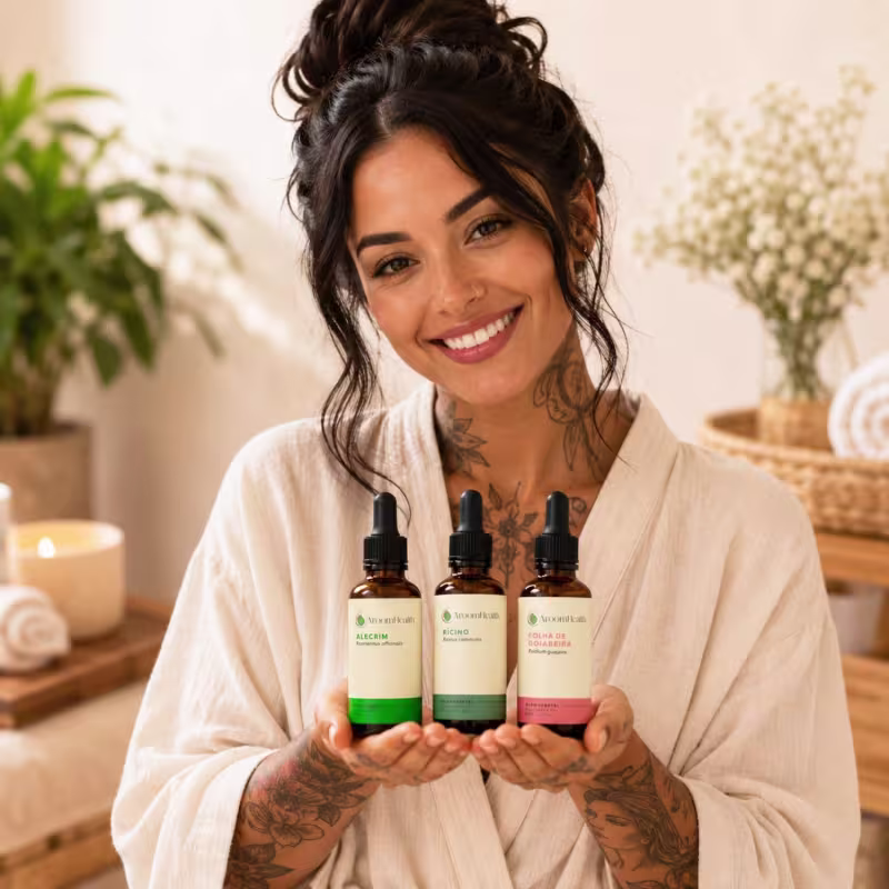 Kit óleos vegetais de Alecrim, Folha da goiabeira e Rícino - 30 ml cada
